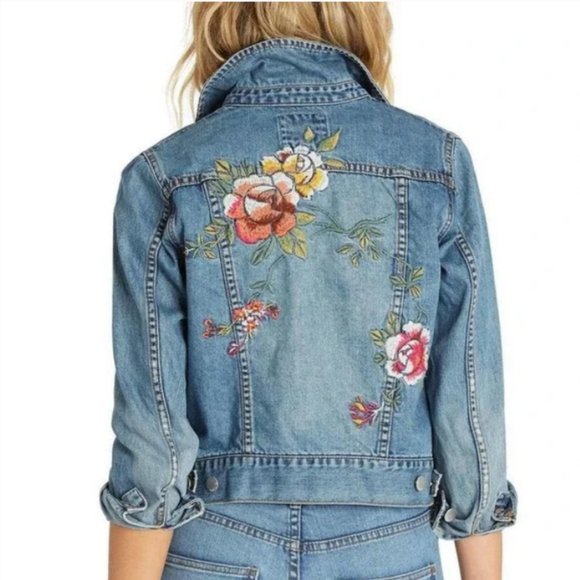 Billabong Jackets & Blazers - Billabong Designers Closet Floral Patch Denim Jacket
